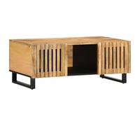 KTHLBRH Table Basse en Bois de Manguier Massif avec Dessus Lisse et Compartiments de Rangement - Meuble d'Appoint Robuste pour Salon, Canapé ou Pièce à Vivre, Idéal