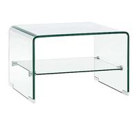 KTHLBRH Table basse en verre trempé transparent avec étagère et verre trempé sûr 50 x 45 x 33 cm