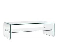 KTHLBRH Table basse en verre trempé transparent avec étagère et verre trempé sûr 98 x 45 x 31 cm