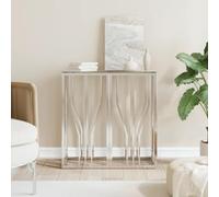 KTHLBRH Table console 70 x 30 x 70 cm en acier inoxydable et verre, table basse pour entrée, salon ou salle à manger