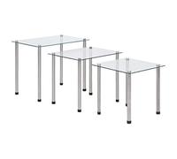 KTHLBRH Table d'appoint pour chambre à coucher, salon, table d'appoint polyvalente, 3 pièces, verre trempé transparent, pour bureau, salon, chambre à coucher