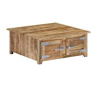 KTHLBRH Table d'appoint pour salon, table basse fonctionnelle, 70 x 70 x 30 cm, en bois massif de mangue, pour salon, chambre à coucher