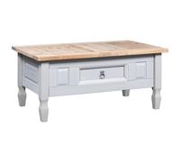 KTHLBRH Table d'appoint pour salon, table basse fonctionnelle, style mexicain, en pin gris, 100 x 60 x 45 cm, pour salon, chambre à coucher