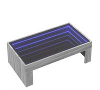 KTHLBRH Table d'appoint pour téléphone - Petite table d'extérieur - Table d'appoint étroite - Table basse avec LED infini - Gris Sonoma - 90 x 50 x 30 cm - Pour balcon, chambre à coucher, cuisine