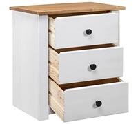 KTHLBRH Table de chevet blanche 46 x 40 x 57 cm en pin Panama Table de chevet canapé Meuble de chambre à coucher pour chambre à coucher, bureau, bureau