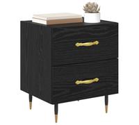 KTHLBRH Table de chevet chêne noir 40 x 35 x 47,5 cm | Bois d'ingénierie, tiroir avec ouverture à tir, pieds en acier coniques