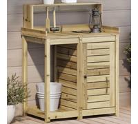 KTHLBRH Table de plantation en pin imprégné en autoclave avec armoire de rangement et sommier à lattes pour jardin, terrasse, serre