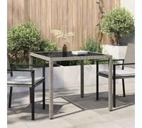 KTHLBRH Table Jardin Résine Tressée Extérieur avec Plateau Verre Trempé et Cadre Acier Enduit Poudre | Meuble Terrasse Solide et Stable pour Espace Vie Extérieur