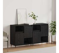 KTHLBRH Tablettes latérales 2 pièces chêne noir buffet classique avec grand rangement et fonction présentoir, meuble en bois résistant pour organiser votre maison 120 x 35 x 7 cm