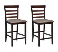 KTHLBRH Tabourets de bar hauts avec assise rembourrée, 2 chaises en bois d'arbre en caoutchouc pour cuisine ou salle à manger, structure robuste, supporte 110 kg, design rustique et durable