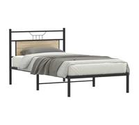 KTHLBRH Tour de lit 100 x 190 cm Chêne Sonoma sans matelas | Structure en acier et bois multicouche, avec tête de lit, espace de rangement en dessous, assemblage requis