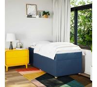 KTHLBRH Tour de lit à ressorts avec matelas bleu 90 x 190 cm en tissu | Matelas à ressorts ensachés, protège-matelas inclus, lattes incluses, pieds robustes