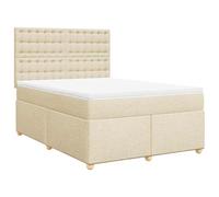 KTHLBRH Tour de lit à ressorts avec matelas Crème 140 x 19 cm | Tête de lit réglable, lumières LED, protège-matelas lavable, tissu polyester