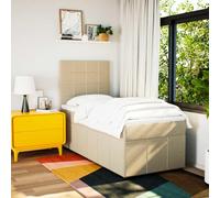 KTHLBRH Tour de lit à ressorts avec matelas crème 90 x 200 cm en tissu | Tête de lit réglable, protège-matelas inclus, lattes incluses, support indépendant
