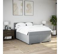 KTHLBRH Tour de lit à ressorts avec matelas, gris clair, 160 x 200 cm | Ressorts ensachés, support personnalisé, protège-matelas lavable, tête de lit incluse