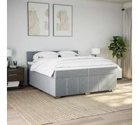 KTHLBRH Tour de lit à ressorts avec matelas, gris clair, 200 x 200 cm | 2 matelas inclus, tête de lit réglable, lattes incluses, protège-matelas lavable