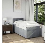 KTHLBRH Tour de lit à ressorts avec matelas, gris clair, 80 x 200 cm, tissu | Ressorts ensachés, tête de lit réglable, protège-matelas inclus, lattes incluses