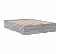 KTHLBRH Tour de lit à tiroirs gris sonoma 120 x 190 cm bois multicouche | Cadre de lit avec 4 tiroirs, lattes en contreplaqué incluses, assemblage requis, matelas non inclus