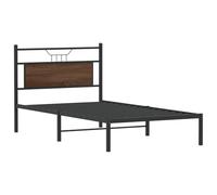 KTHLBRH Tour de lit chêne marron 100 x 190 cm aggloméré | Cadre en acier, avec tête de lit, espace de rangement en dessous, sommier à lattes