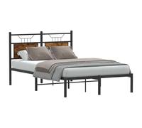 KTHLBRH Tour de lit en chêne fumé, 120 x 190 cm, sans matelas | Structure en acier et bois multicouche, espace de rangement en dessous, tête de lit incluse