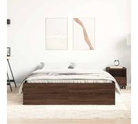 KTHLBRH Tour de lit en chêne marron 120 x 190 cm Small Double | Bois multicouche, 6 compartiments, lattes en contreplaqué, matelas non inclus