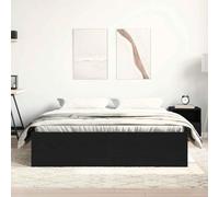 KTHLBRH Tour de lit en chêne noir, 150 x 200 cm, sans matelas | Bois multicouche, 6 compartiments, lattes en contreplaqué, invités