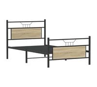KTHLBRH Tour de lit en chêne Sonoma 100 x 190 cm sans matelas | Cadre en acier, tête de lit et pied de lit, espace sous le lit 27 cm, assemblage requis