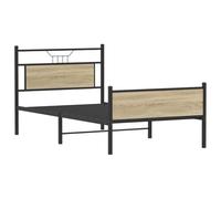 KTHLBRH Tour de lit en chêne Sonoma 100 x 190 cm sans matelas | Cadre en acier, tête de lit et pied de lit, espace de rangement, lattes respirantes
