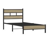 KTHLBRH Tour de lit en chêne Sonoma 100 x 190 cm sans matelas | Cadre en acier, tête de lit incluse, espace sous lit 28 cm, lattes incluses
