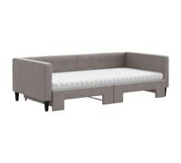 KTHLBRH Tour de lit gris ciment 120 x 190 cm Small Double | Bois multicouche et pin, 6 compartiments, lattes en contreplaqué, matelas non inclus