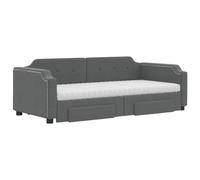 KTHLBRH Tour de lit gris ciment 120 x 190 cm Small Double | Bois multicouche et pin, 6 compartiments, lattes en contreplaqué, matelas non inclus