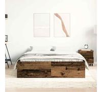 KTHLBRH Tour de lit sans matelas, bois vieilli, 120 x 190 cm, aggloméré | Multicouche robuste, espace de rangement en dessous, lattes en contreplaqué, assemblage requis