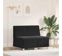 KTHLBRH Unités de canapé modulaire sans accoudoirs 2 pièces en velours élégant et confortable pour salon Noir 55 x 74 x 82 cm