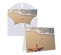 KTHSNSKL Carte de vœux avec enveloppes 3D « Thinking of You » - Belle étoile de mer sur la plage - Carte de vœux de 10,2 x 15,2 cm - Cartes de vœux vierges pour mariage, fête prénatale, toutes