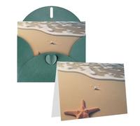 KTHSNSKL Carte de vœux avec enveloppes 3D « Thinking of You » - Belle étoile de mer sur la plage - Carte de vœux de 10,2 x 15,2 cm - Cartes de vœux vierges pour mariage, fête prénatale, toutes