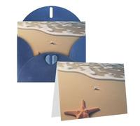 KTHSNSKL Carte de vœux avec enveloppes 3D « Thinking of You » - Belle étoile de mer sur la plage - Carte de vœux de 10,2 x 15,2 cm - Cartes de vœux vierges pour mariage, fête prénatale, toutes