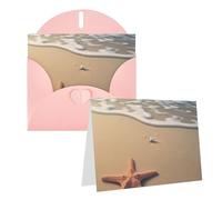 KTHSNSKL Carte de vœux avec enveloppes 3D « Thinking of You » - Belle étoile de mer sur la plage - Carte de vœux de 10,2 x 15,2 cm - Cartes de vœux vierges pour mariage, fête prénatale, toutes
