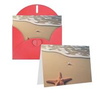 KTHSNSKL Carte de vœux avec enveloppes 3D « Thinking of You » - Belle étoile de mer sur la plage - Carte de vœux de 10,2 x 15,2 cm - Cartes de vœux vierges pour mariage, fête prénatale, toutes