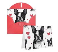 KTHSNSKL Carte de vœux « Thinking of You » avec enveloppes Boston Terrier - Carte de vœux avec cœur rouge - Cartes de vœux de 10,2 x 15,2 cm - Cartes de vœux vierges pour mariage, fête prénatale