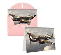 KTHSNSKL Carte de vœux « Thinking of You » avec enveloppes, carte de vœux de la Seconde Guerre mondiale, avion de la Seconde Guerre mondiale, carte de vœux de 10,2 x 15,2 cm, cartes de vœux vierges