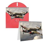 KTHSNSKL Carte de vœux « Thinking of You » avec enveloppes, carte de vœux de la Seconde Guerre mondiale, avion de la Seconde Guerre mondiale, carte de vœux de 10,2 x 15,2 cm, cartes de vœux vierges