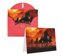 KTHSNSKL Carte de vœux « Thinking of You » avec enveloppes, chevaux, nuages rouges, cartes de vœux de 10,2 x 15,2 cm, cartes d'anniversaire vierges pour mariage, cartes de remerciement, fête prénatale