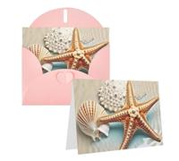 KTHSNSKL Carte de vœux « Thinking of You » avec enveloppes, coquillage de mer, étoile de mer, carte de vœux de 10,2 x 15,2 cm, cartes de vœux vierges pour mariage, cartes de remerciement, fête