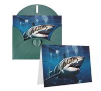 KTHSNSKL Carte de vœux « Thinking of You » avec enveloppes - Superbe carte de vœux de requin blanc de 10,2 x 15,2 cm - Cartes d'anniversaire vierges pour mariage, cartes de remerciement, fête