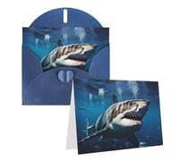 KTHSNSKL Carte de vœux « Thinking of You » avec enveloppes - Superbe carte de vœux de requin blanc de 10,2 x 15,2 cm - Cartes d'anniversaire vierges pour mariage, cartes de remerciement, fête
