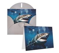 KTHSNSKL Carte de vœux « Thinking of You » avec enveloppes - Superbe carte de vœux de requin blanc de 10,2 x 15,2 cm - Cartes d'anniversaire vierges pour mariage, cartes de remerciement, fête