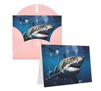 KTHSNSKL Carte de vœux « Thinking of You » avec enveloppes - Superbe carte de vœux de requin blanc de 10,2 x 15,2 cm - Cartes d'anniversaire vierges pour mariage, cartes de remerciement, fête