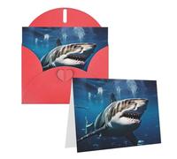 KTHSNSKL Carte de vœux « Thinking of You » avec enveloppes - Superbe carte de vœux de requin blanc de 10,2 x 15,2 cm - Cartes d'anniversaire vierges pour mariage, cartes de remerciement, fête