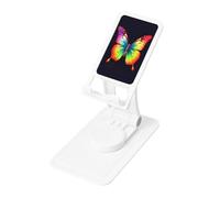 KTHSNSKL Support de téléphone pliable pour bureau - Angle réglable en hauteur - Motif papillon arc-en-ciel - Support de téléphone portable pliable pour tous les smartphones