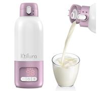 Ktilura Chauffe-biberon portable pour voyage, chauffe-lait de 500 ml pour lait maternel, préparation, eau, chauffage rapide en 2 minutes, stérilisateur intégré, charge rapide, contrôle 8 températures